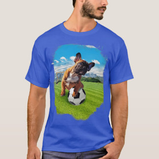 Französischer Bulldoghund Fußball spielen T-Shirt