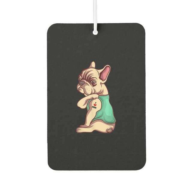 Französischer Bulldoghund in der Liebe Tätowierung Autolufterfrischer (Vorderseite)