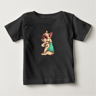 Französischer Bulldoghund in der Liebe Tätowierung Baby T-shirt