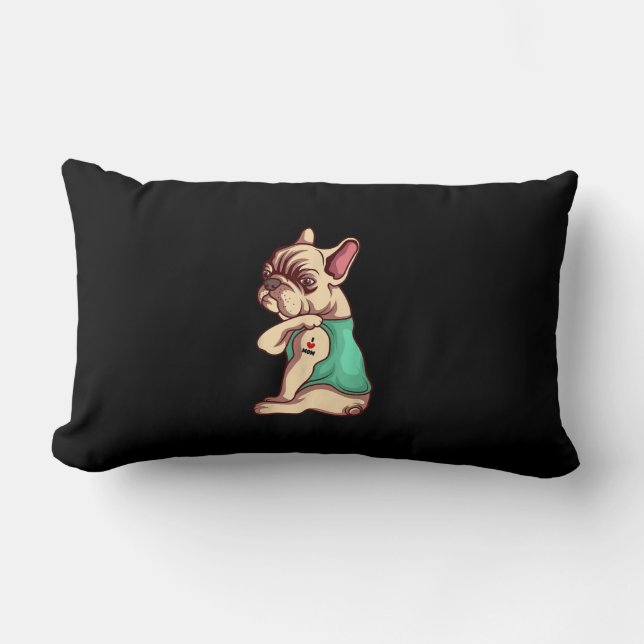 Französischer Bulldoghund in der Liebe Tätowierung Lendenkissen (Vorderseite)