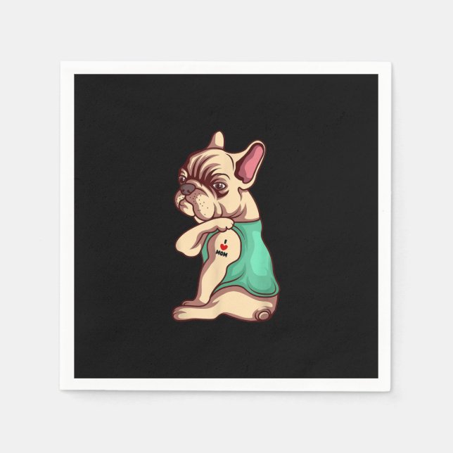 Französischer Bulldoghund in der Liebe Tätowierung Serviette (Vorderseite)