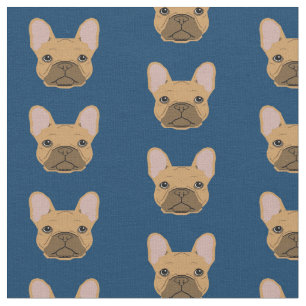 Französischer Bulldogs Navy Blue Stoff