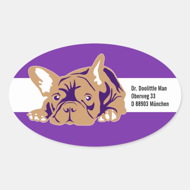 Französischer Bulldogsticker mit Text Ovaler Aufkleber (Vorderseite)