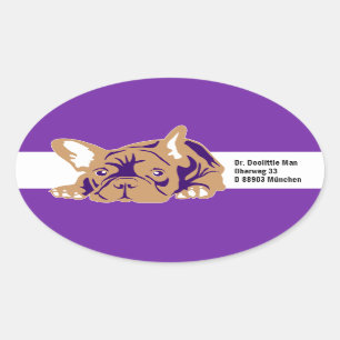 Französischer Bulldogsticker mit Text Ovaler Aufkleber