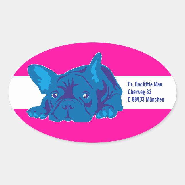 Französischer Bulldogsticker mit Text Ovaler Aufkleber (Vorderseite)