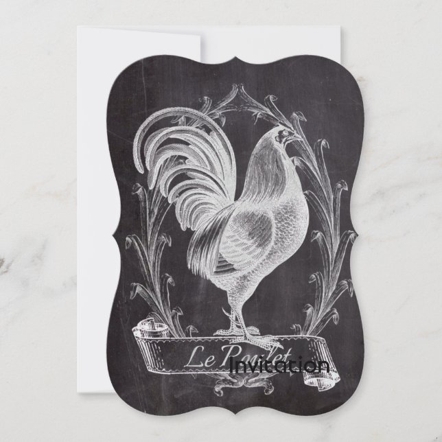 französischer Chalkboard-Western Einladung (Vorderseite)