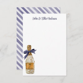 Französischer Champagner in Aquarellfarbe mit Navy Dankeskarte