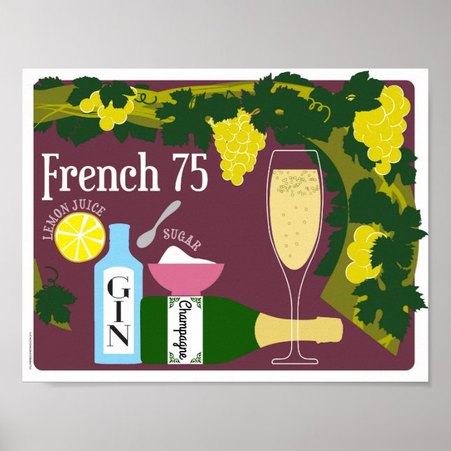 Französischer Cocktail mit 75 Champagner Poster (Vorne)