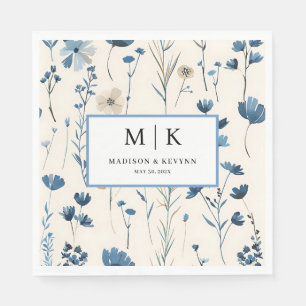 Französischer Cotattcore Blauer FloraL Hochzeit Na Serviette