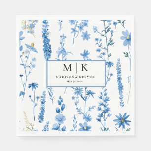 Französischer Cotgagecore Blaue FloraL Hochzeitsco Serviette