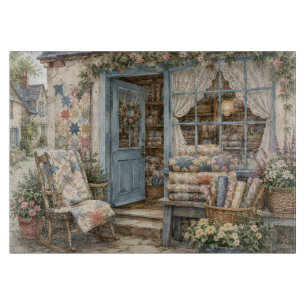 Französischer Cottagecore-Quilt-Shop-Wasserfarben Schneidebrett