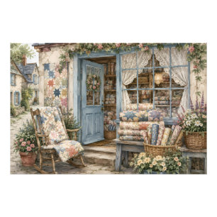 Französischer Cottagecore-Quiltladen-Wasserfarbe Fotodruck