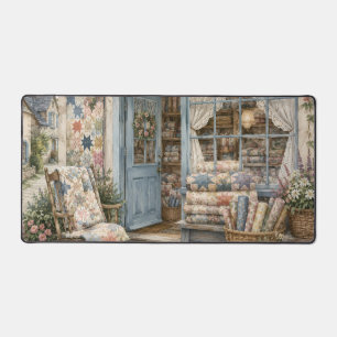 Französischer Cottagecore-Quiltladen-Wasserfarbe Schreibtischunterlage