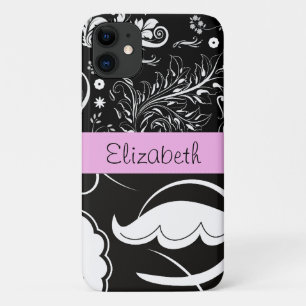 Französischer Damast, Blume, Schwarz und Weiß, Ihr iPhone 11 Hülle