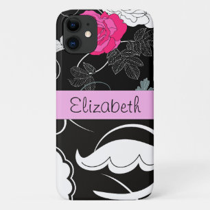 Französischer Damast, Blume, Schwarz und Weiß, Ihr iPhone 11 Hülle