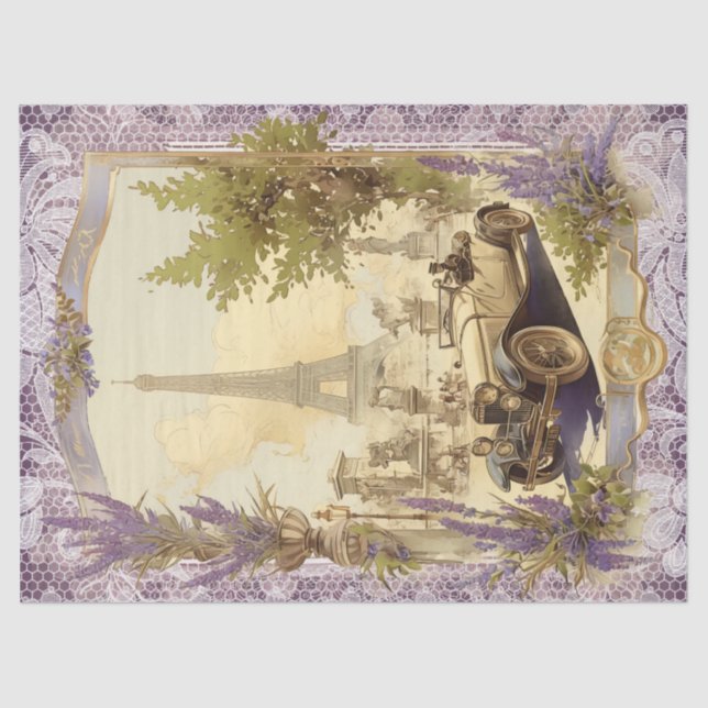 Französischer Eiffelturm Lavender Lace Seidenpapier (Vorderseite)