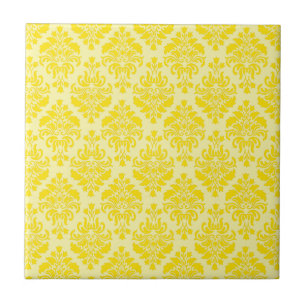 Französischer Empire-Damask in Gelb und Creme Fliese