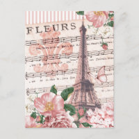 Französischer Fleur Eiffel Tower Collage Pink