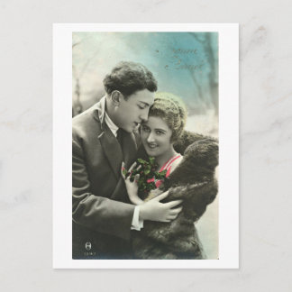 Französischer Flirt - Vintage romantische Liebespo Postkarte
