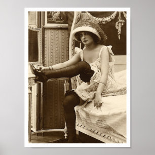 Französischer Flirt - Vintager Pinup Poster