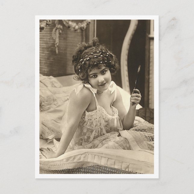Französischer Flirt - Vintager Pinup Postkarte (Vorderseite)