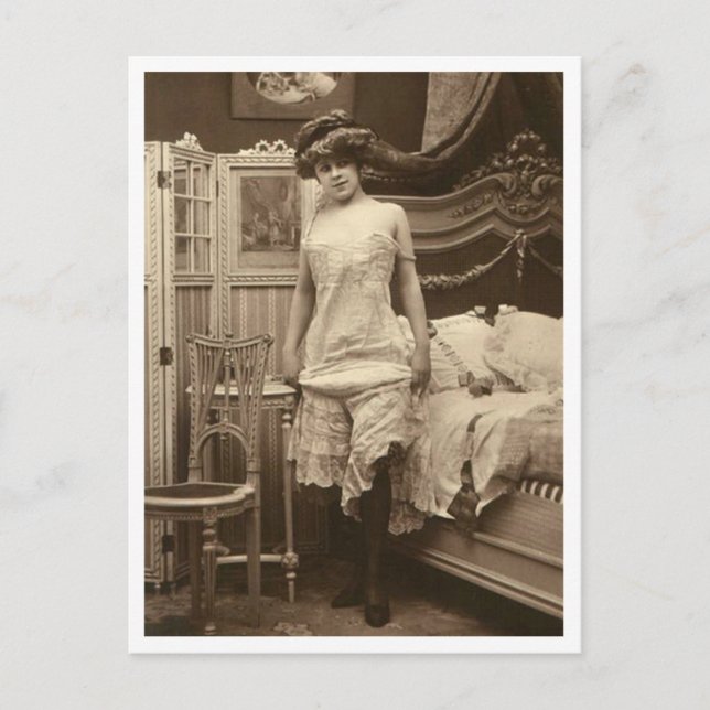 Französischer Flirt - Vintager Pinup Postkarte (Vorderseite)