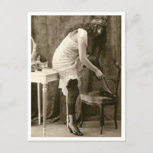 Französischer Flirt - Vintager Pinup Postkarte