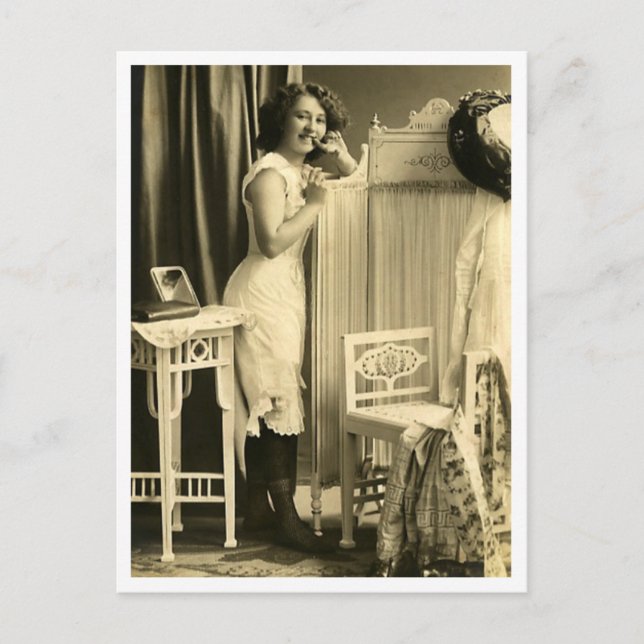 Französischer Flirt - Vintager Pinup Postkarte (Vorderseite)