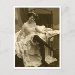 Französischer Flirt - Vintager Pinup Postkarte