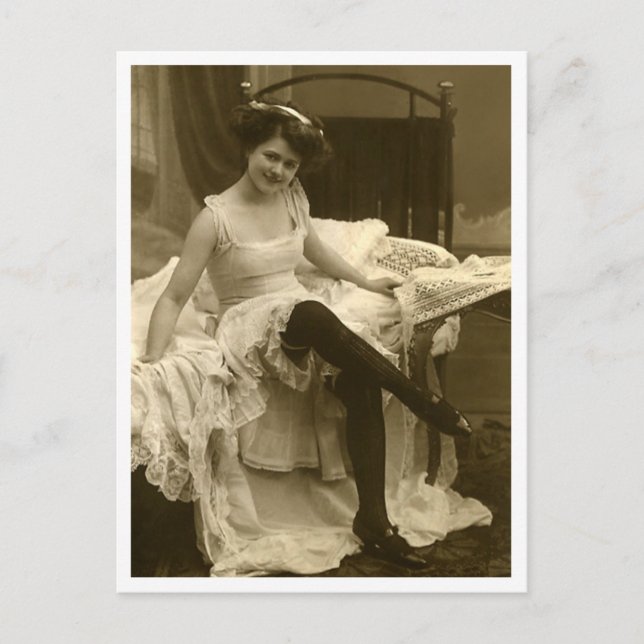 Französischer Flirt - Vintager Pinup Postkarte (Vorderseite)