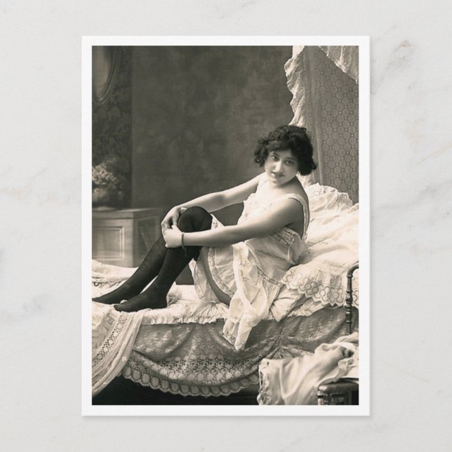 Französischer Flirt - Vintager Pinup Postkarte (Vorderseite)