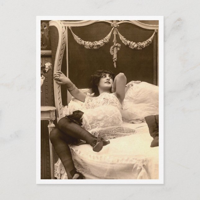 Französischer Flirt - Vintager Pinup Postkarte (Vorderseite)