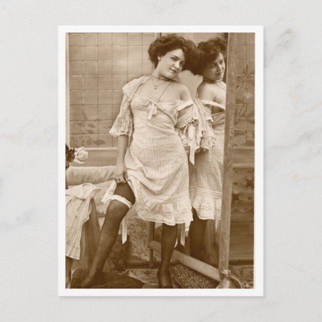 Französischer Flirt - Vintager Pinup Postkarte (Vorderseite)