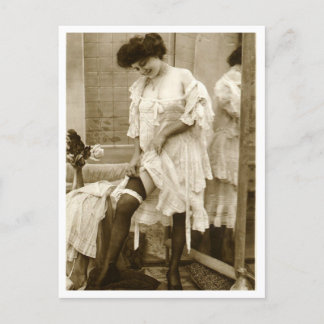 Französischer Flirt - Vintager Pinup Postkarte