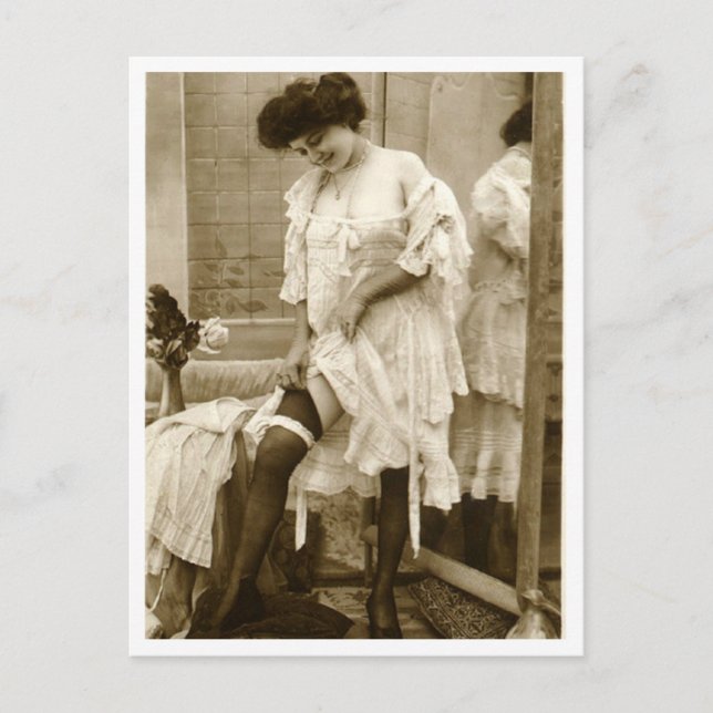 Französischer Flirt - Vintager Pinup Postkarte (Vorderseite)