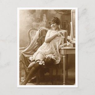 Französischer Flirt - Vintager Pinup Postkarte