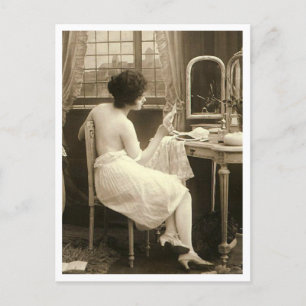 Französischer Flirt - Vintager Pinup Postkarte