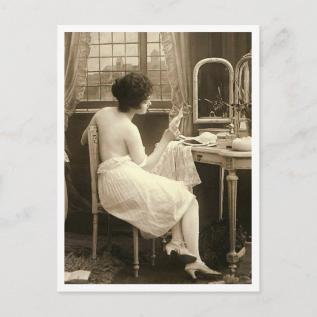 Französischer Flirt - Vintager Pinup Postkarte (Vorderseite)