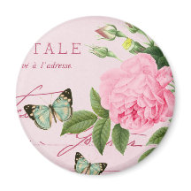 Französischer floraler Vintage-Magnet girly mit ro