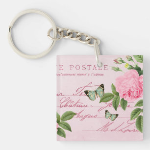 Französischer floraler Vintage-Schlüsselanhänger m Schlüsselanhänger