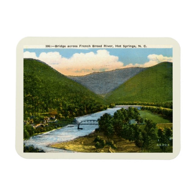 Französischer Fluss, Hot Springs, NC Vintag Style Magnet (Horizontal)
