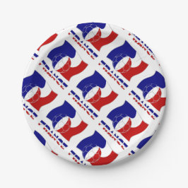 Französischer Fußballball und Flaggengeflecht Pappteller