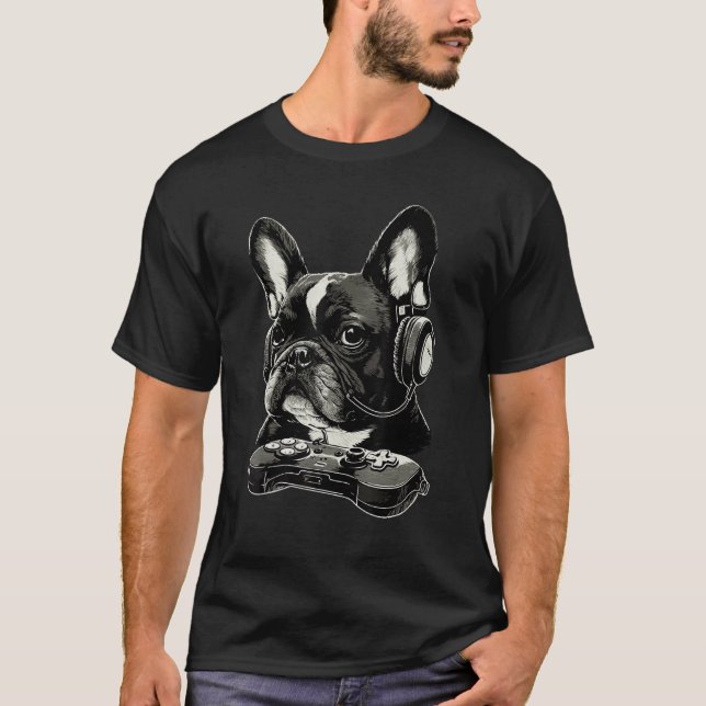 Französischer Gaming-Niedlicher französischer Bull T-Shirt (Vorderseite)