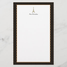 Französischer Glam Black, Gold und weißer Eiffeltu Briefpapier