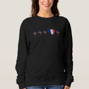 Französischer Herzschlag I Liebe Frankreich Flagge Sweatshirt