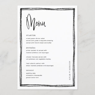 Französischer Hochzeitstisch mit Handschrift Menükarte