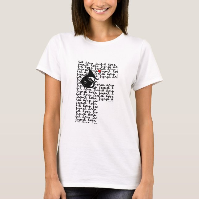 Französischer Horn Buchstabe F T-Shirt (Vorderseite)