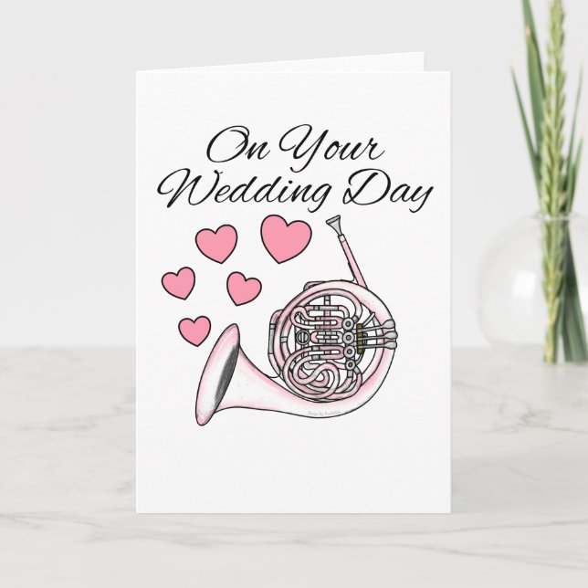 Französischer Horn Wedding Card Blasmusiker Dankeskarte (Vorderseite)