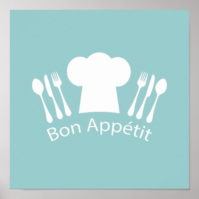 Französischer Koch Bon Appetit Restaurant oder Küc Poster (Vorne)