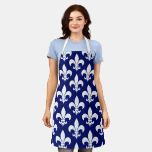 Französischer Koch Fleur de Lys Blue und Weiß Fr Schürze